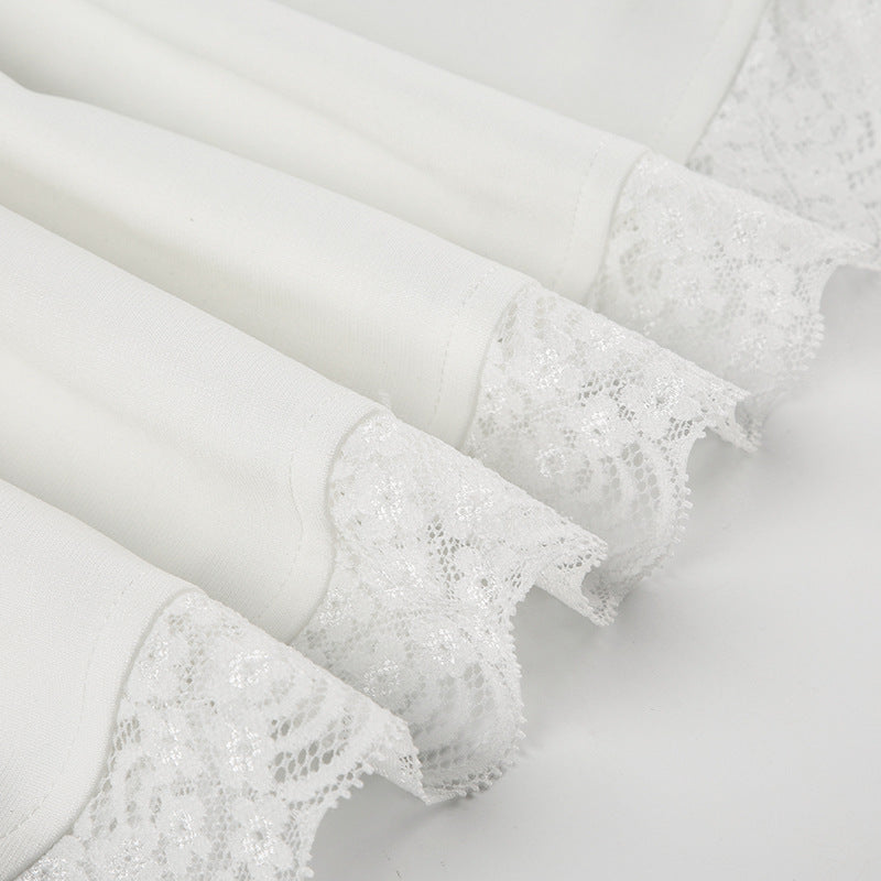 Mini-robe camisole zippée à col carré et ourlet en dentelle 