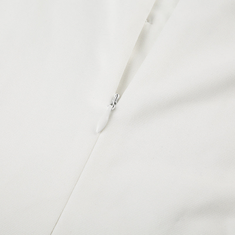 Mini-robe camisole zippée à col carré et ourlet en dentelle 