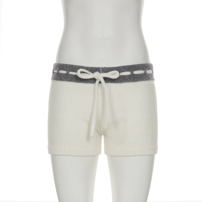 Pantalon court à cordon de serrage et motif étoile à cinq branches 