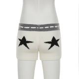 Pantalon court à cordon de serrage et motif étoile à cinq branches 