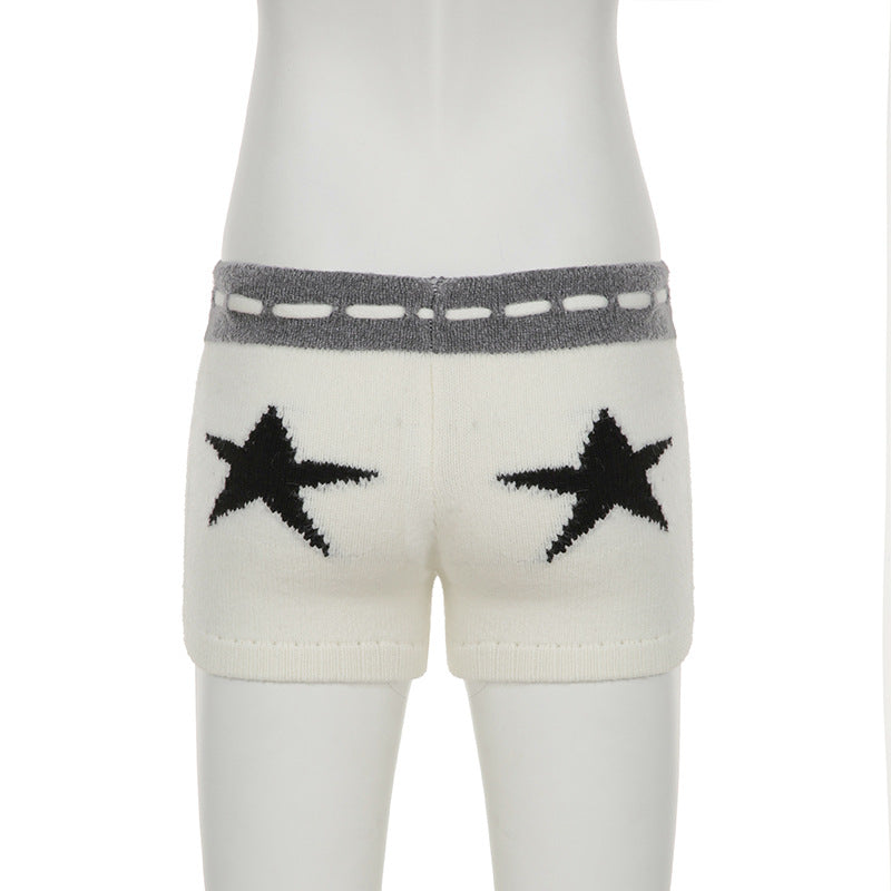 Pantalon court à cordon de serrage et motif étoile à cinq branches 
