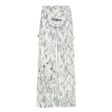 Button zip-up camouflage pocket straight leg pant