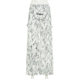 Button zip-up camouflage pocket straight leg pant