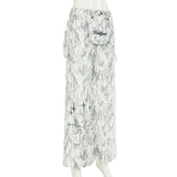 Button zip-up camouflage pocket straight leg pant