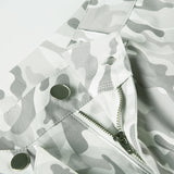 Button zip-up camouflage pocket straight leg pant