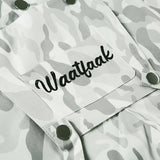 Button zip-up camouflage pocket straight leg pant