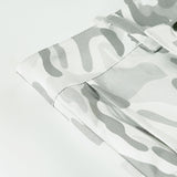 Button zip-up camouflage pocket straight leg pant