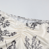 Conjunto de falda midi de tirantes fruncida con estampado halter y lazo 