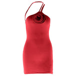 Irregular flower applique backless cami mini dress
