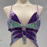 Deep V neck glitter cross back self tie cami top