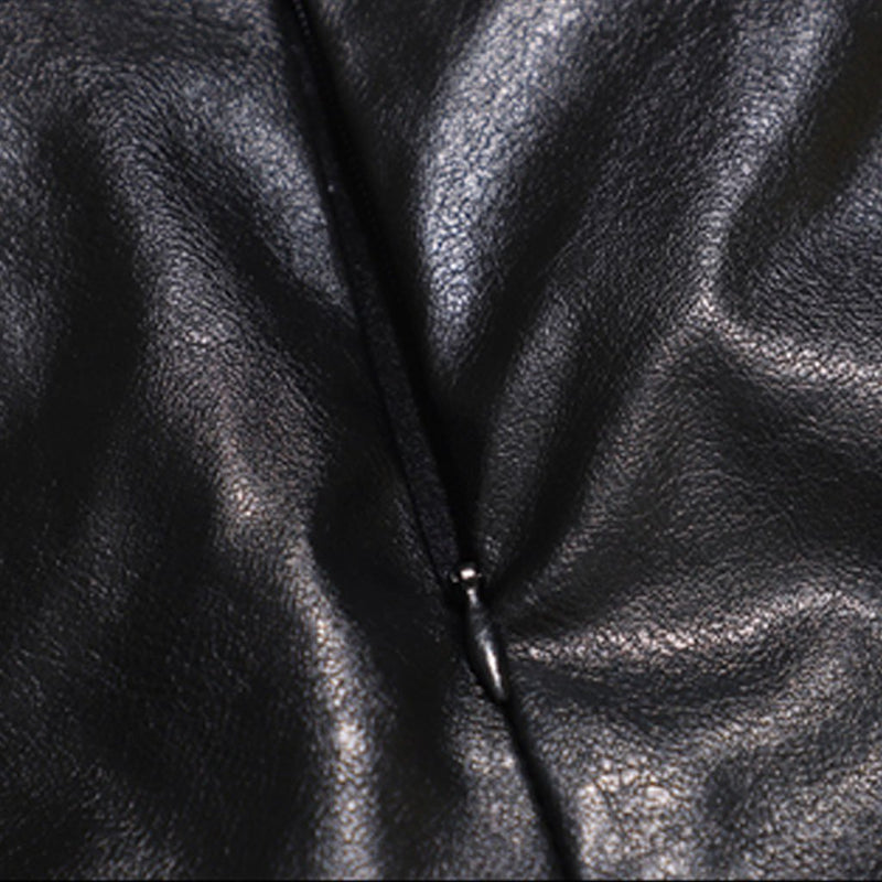 Mini-jupe unie ajourée en cuir PU avec rivets appliqués 