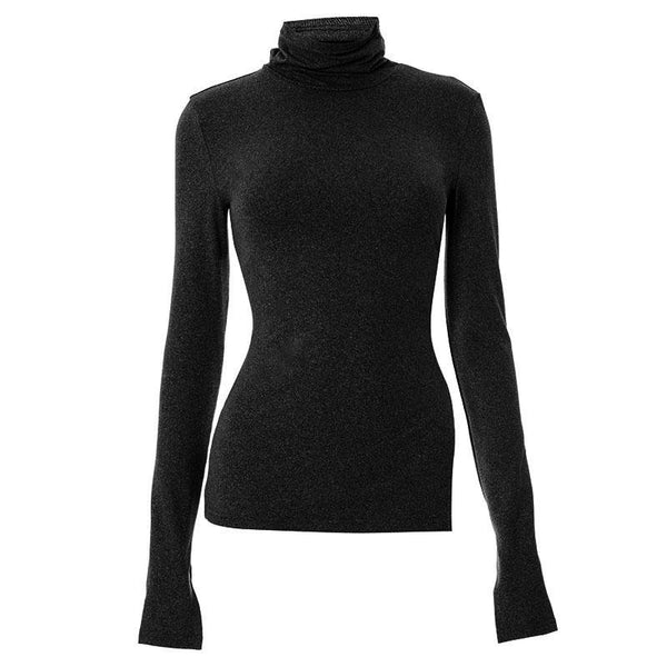 Long sleeve high neck slit irregular solid top