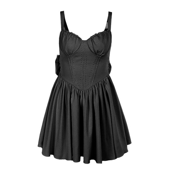 Vestido mini de tirantes finos con escote en V y fruncido fruncido 