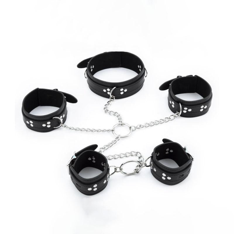 Porte-jarretelles en cuir PU noir avec anneau en O et chaîne en métal