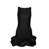 Mini-robe unie froncée à fermeture éclair et dos nu 