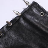 Mini-jupe unie ajourée en cuir PU avec rivets appliqués 