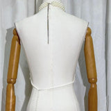 Halter beaded metal chain hollow out top