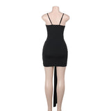 Vestido mini camisola sin espalda de malla fruncida 