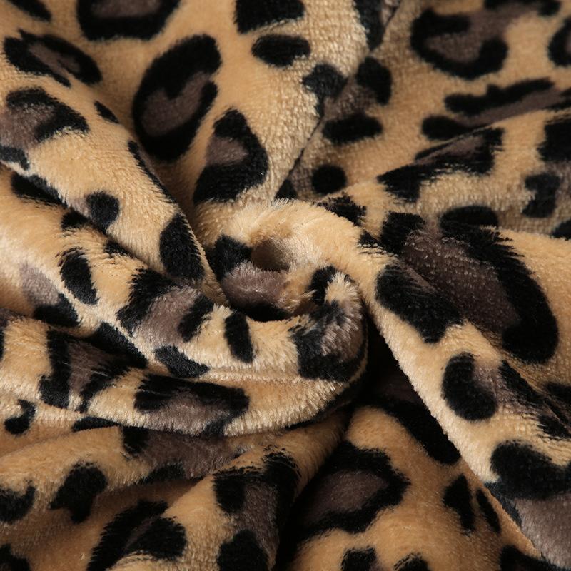Sweat à capuche à manches longues et haut moelleux à imprimé léopard avec fermeture éclair 