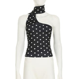Haut asymétrique dos nu à pois irréguliers 