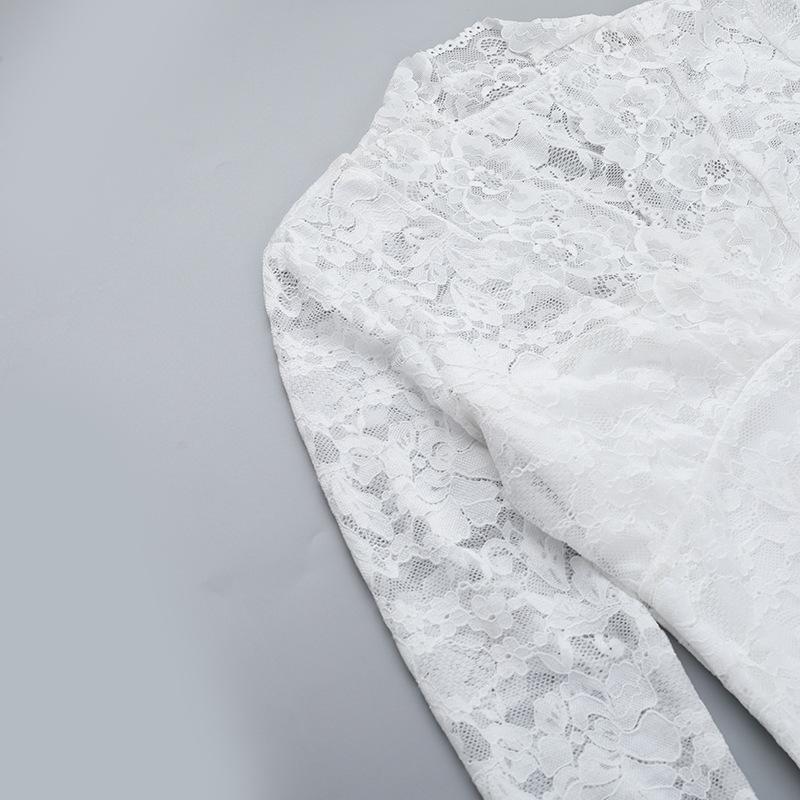 Long flared sleeve v neck lace solid top
