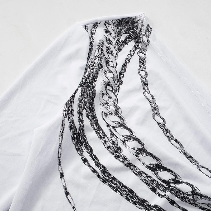 Haut asymétrique à manches longues et imprimé chaîne 