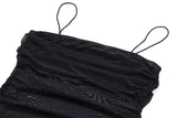 Robe midi à bretelles fines en maille fendue et froncée 