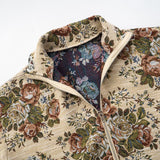 Top con estampado de flores, manga larga, cierre de cremallera y cordón ajustable 