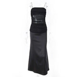 Robe midi à bretelles fines en maille fendue et froncée 