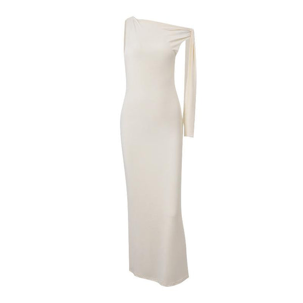 Robe longue asymétrique asymétrique à nouer 