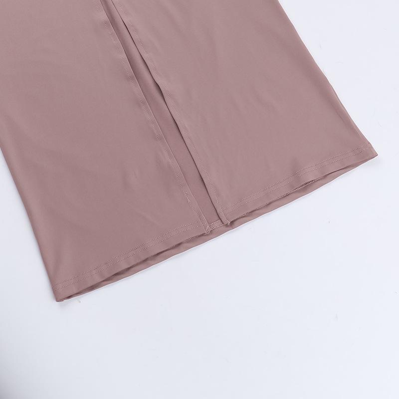 Robe longue à bretelles froncées et col carré uni 
