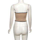 Haut bustier dos nu contrasté à col en cœur 