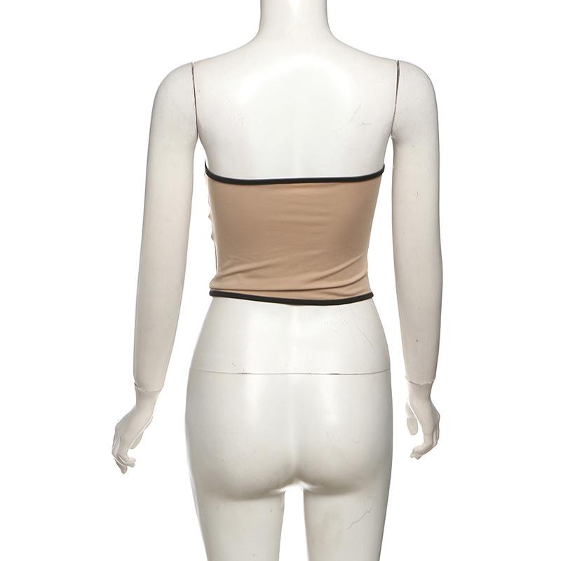 Haut bustier dos nu contrasté à col en cœur 