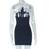 Halter turnover collar button backless mini dress
