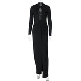 Long sleeve hollow out high slit ruched maxi dress