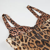 Vestido mini de tirantes con escote en V y estampado de leopardo con purpurina y espalda descubierta 