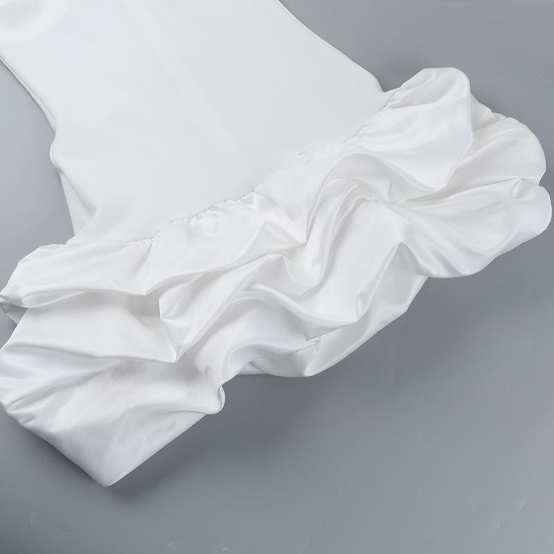 Mini-robe unie froncée à fermeture éclair et dos nu 