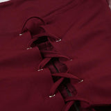 Corset à lacets en cuir PU avec boutons et haut tube solide 