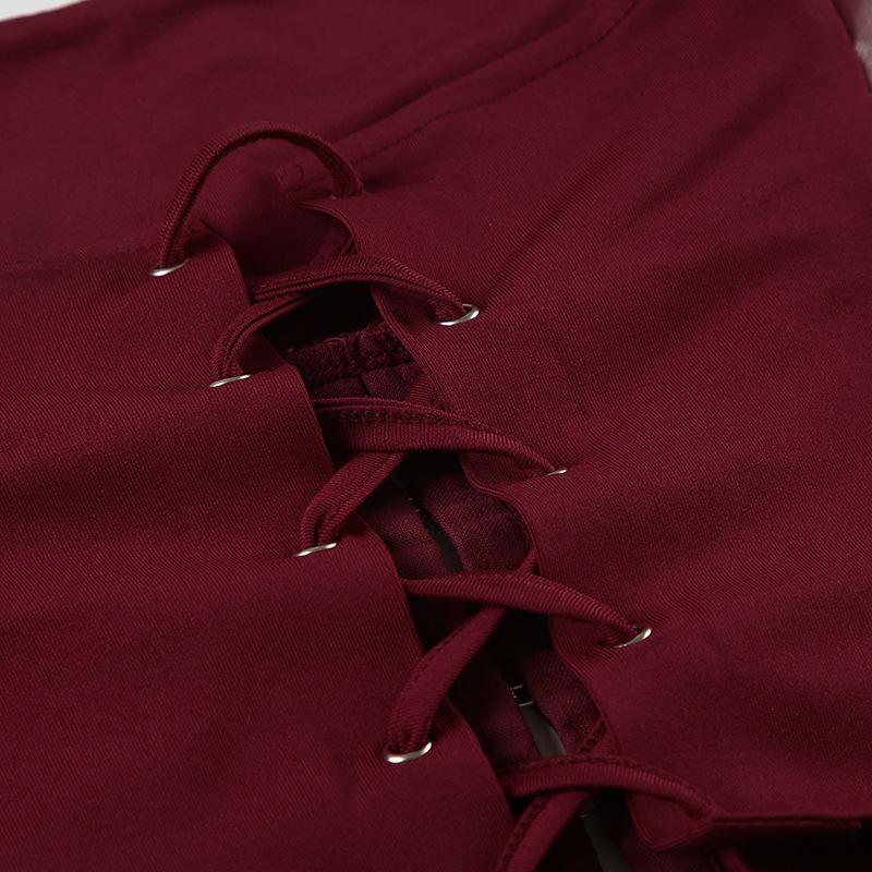 Corset à lacets en cuir PU avec boutons et haut tube solide 