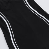 V neck backless contrast tank romper