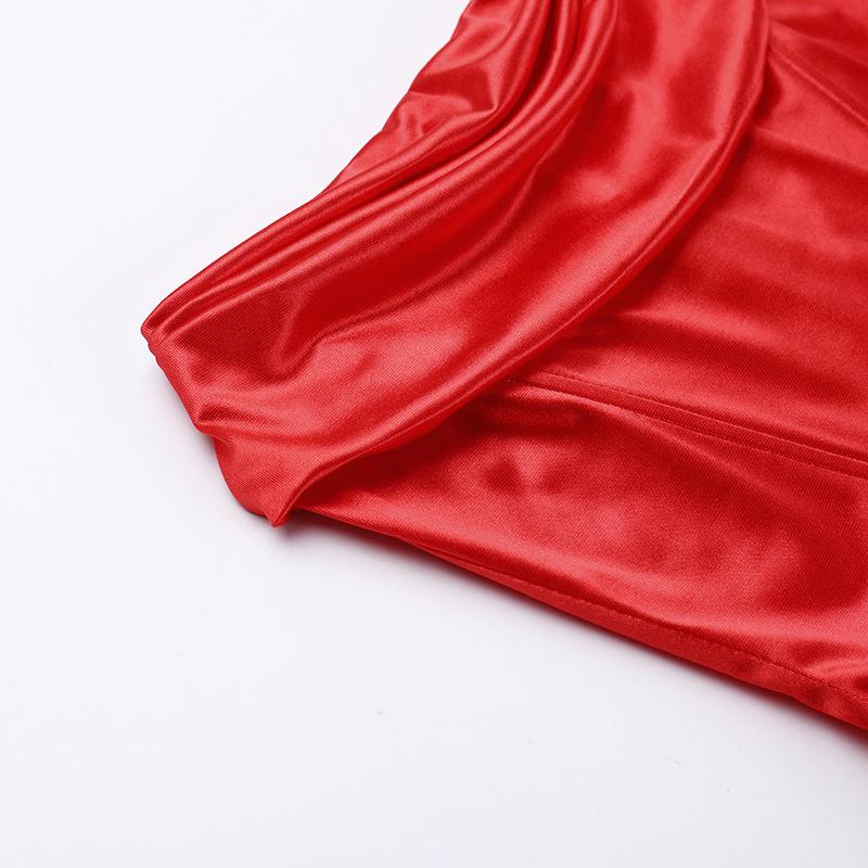 Mini-robe tube unie à dos nu et froncée avec fermeture éclair 