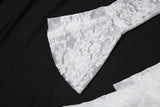 Mini-robe en dentelle à manches longues évasées et col en V irrégulier 