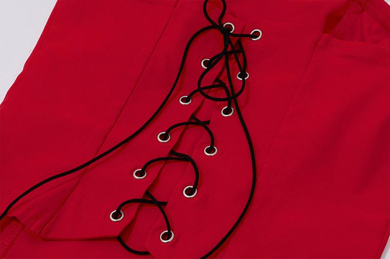 Ensemble de mini-jupe tube à lacets et volants froncés avec nœud papillon 