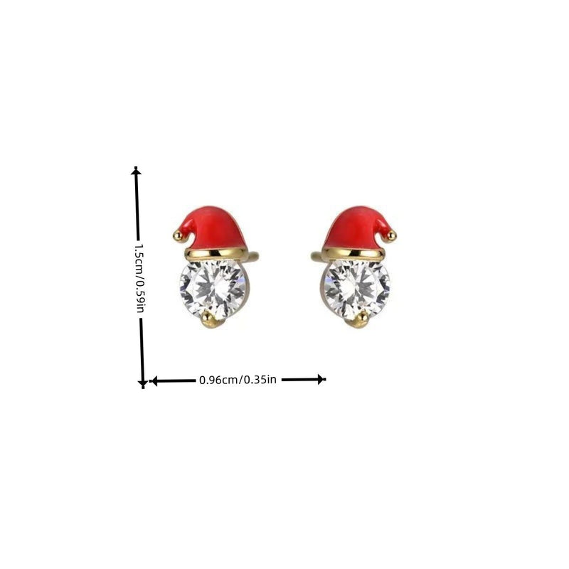 Rhinestone santa hat decor stud earrings