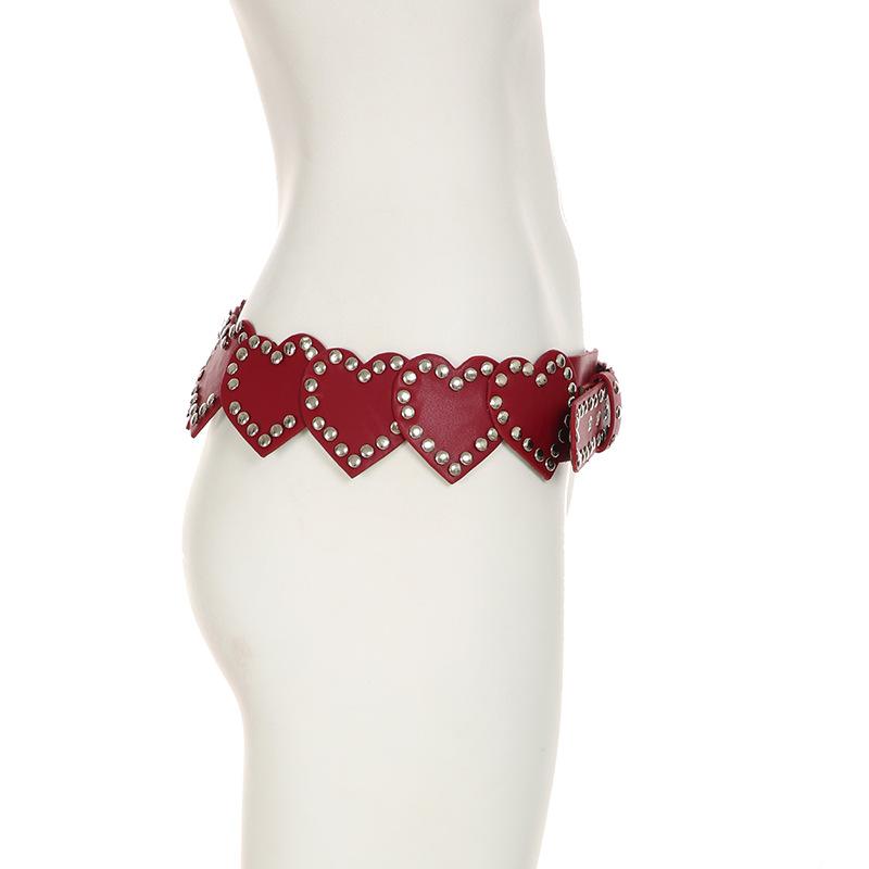 PU leather buckle adjustable heart belt