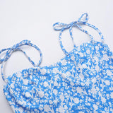 Mini-robe caraco dos nu à imprimé fleuri et à nouer soi-même 