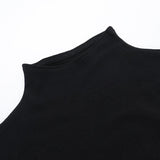 Long sleeve hollow out high neck irregular top