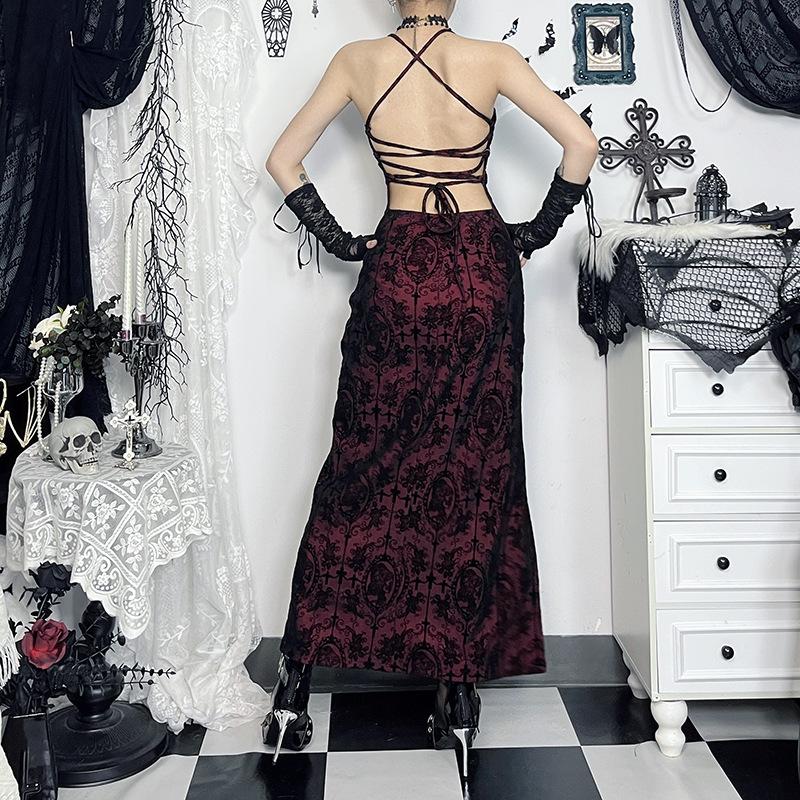 Robe midi camisole fendue dans le dos, dos nu et à nouer soi-même 