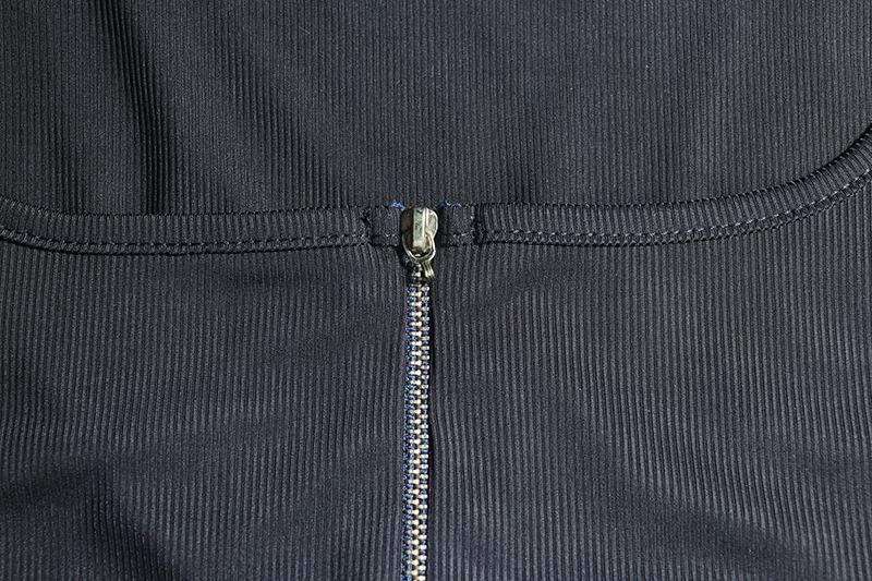 Ensemble pantalon uni à col carré et fermeture éclair à nouer soi-même 