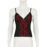 Haut camisole dos nu avec ourlet en dentelle et appliques florales 